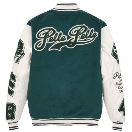 Alternative view of Pelle Pelle Green/White Wool & Leather Varsity Jacket