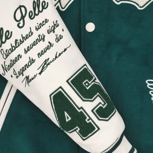 Pelle Pelle Green/White Wool & Leather Varsity Jacket - Image 5