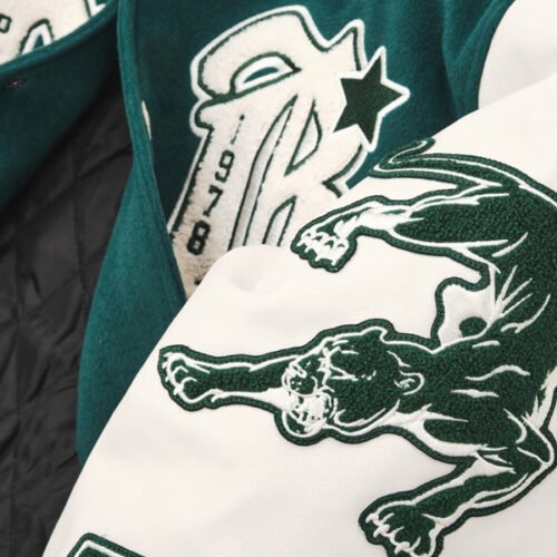 Pelle Pelle Green/White Wool & Leather Varsity Jacket - Image 6