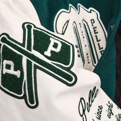 Pelle Pelle Green/White Wool & Leather Varsity Jacket - Image 7
