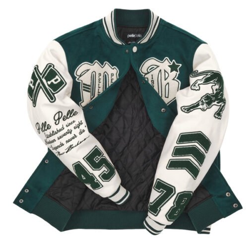 Pelle Pelle Green/White Wool & Leather Varsity Jacket - Image 3