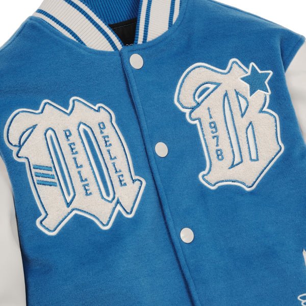 Pelle Pelle World Famous Blue & White Wool/Leather Varsity Jacket - Image 4