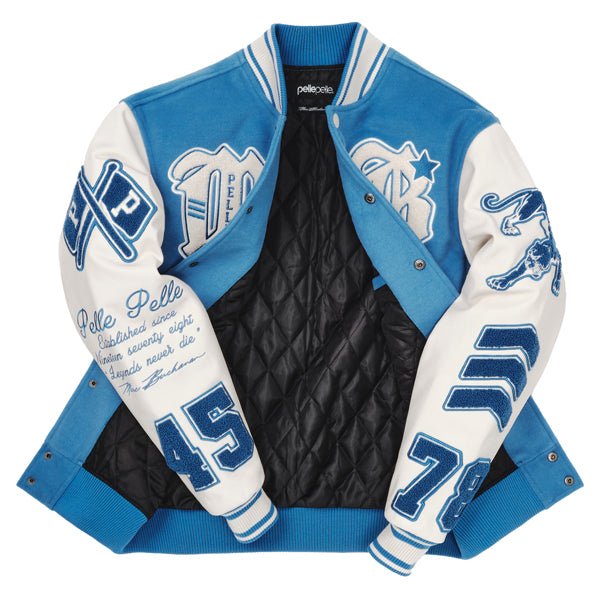 Pelle Pelle World Famous Blue & White Wool/Leather Varsity Jacket - Image 3
