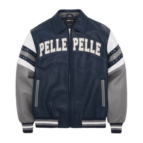 Pelle Pelle Arches Navy & Gray Leather Jacket