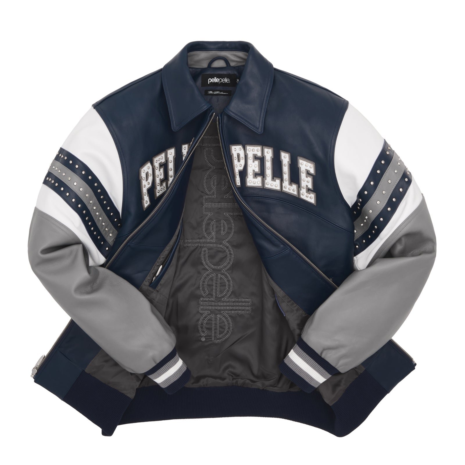 Pelle Pelle Arches Navy & Gray Leather Jacket - Image 3