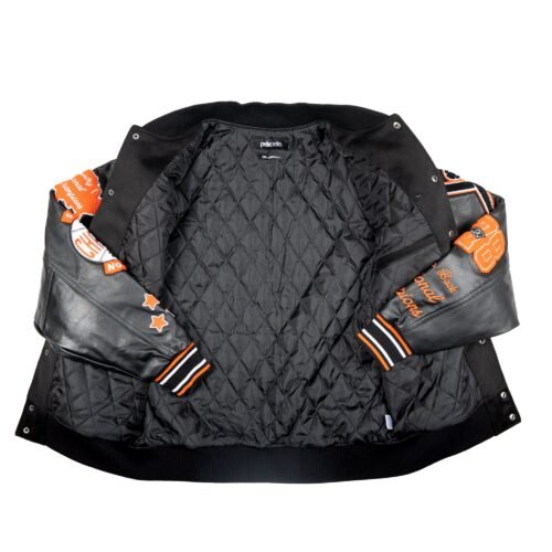Pelle Pelle World Famous Black Wool & Leather Varsity Jacket - Image 3