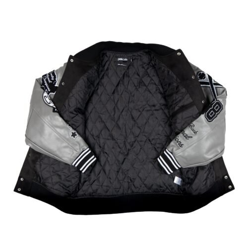 Pelle Pelle Black/Gray Wool & Leather Varsity Jacket - Image 3