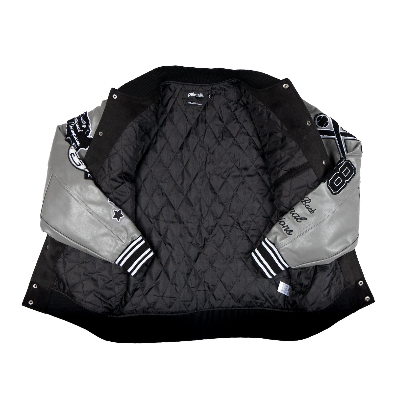 Pelle Pelle Black/Gray Wool & Leather Varsity Jacket - Image 3