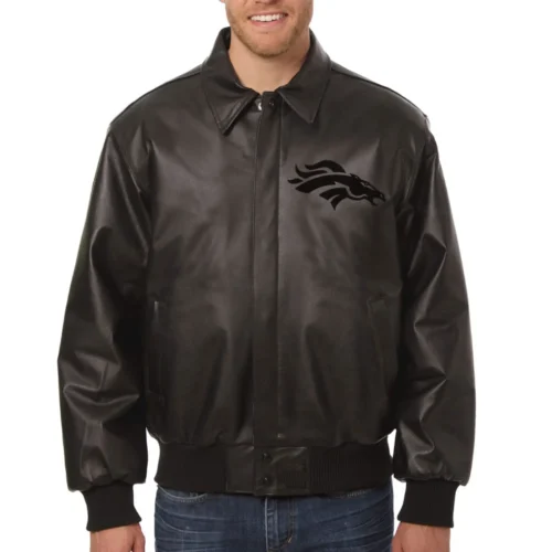 Denver Broncos Bomber Leather Varsity Jacket