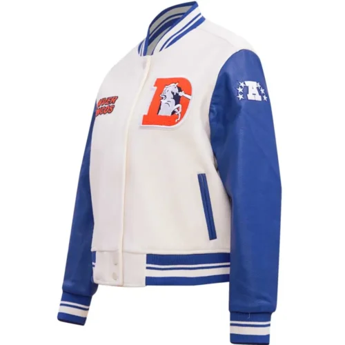 Denver Broncos Classic Rib Wool & Leather Varsity Jacket