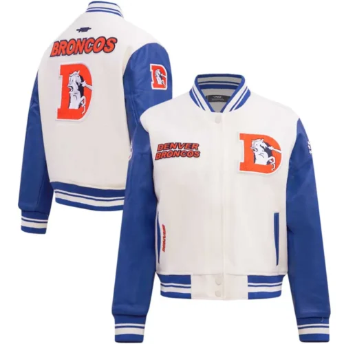 Denver Broncos Classic Rib Wool & Leather Varsity Jacket