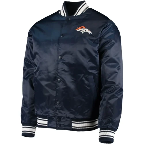 Denver Broncos Classic Ribbed Satin Varsity Jacket
