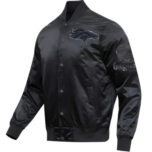 Denver Broncos Domestic Black Satin Varsity Jacket