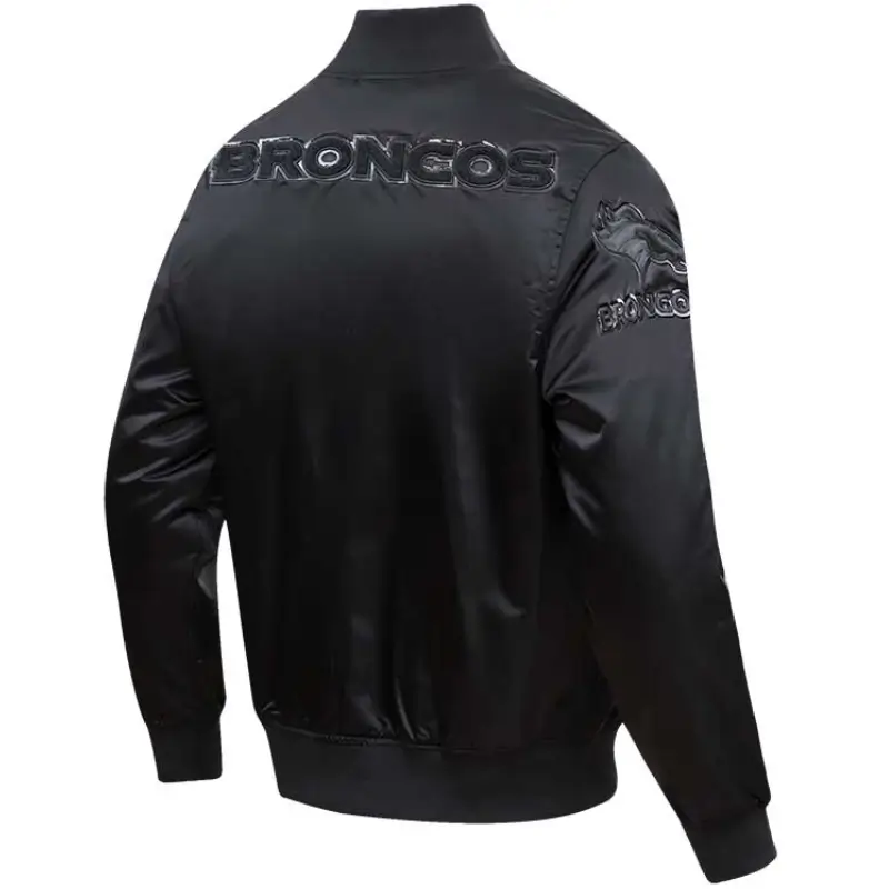 Denver Broncos Domestic Black Satin Varsity Jacket
