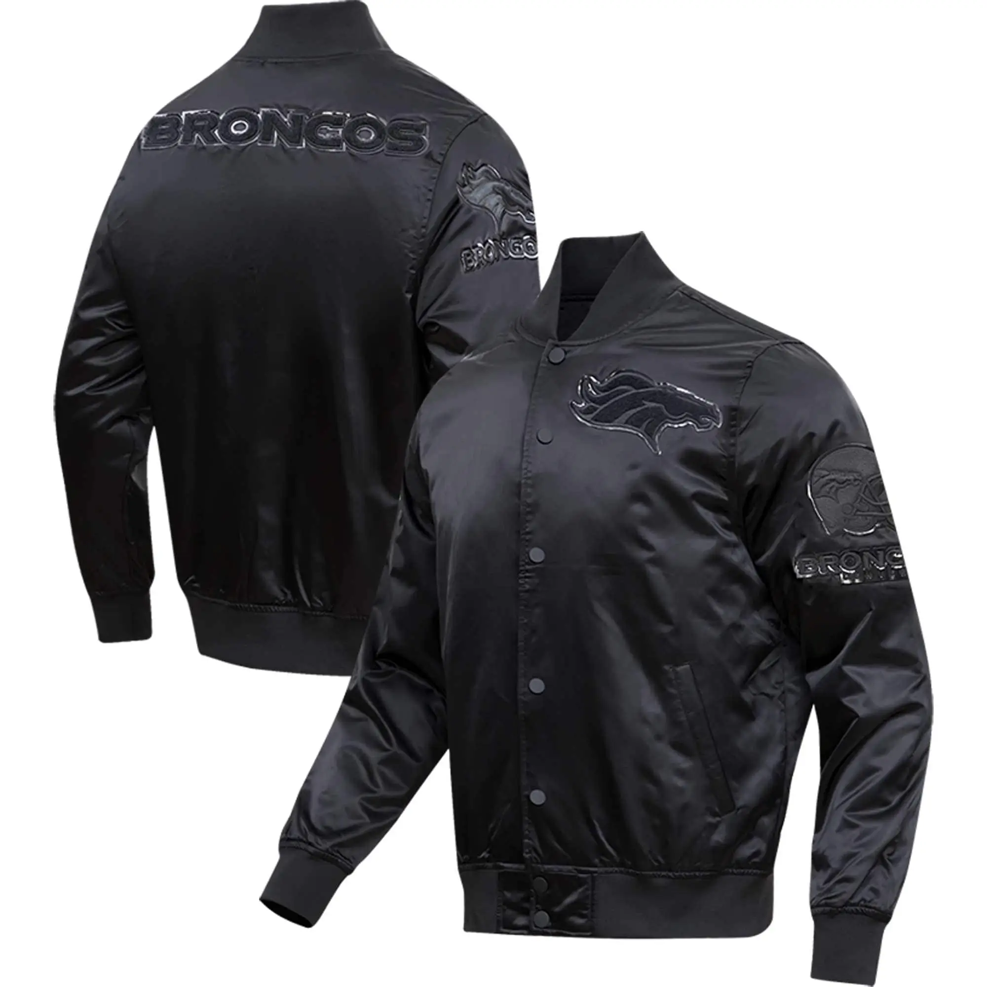 Denver Broncos Domestic Black Satin Varsity Jacket
