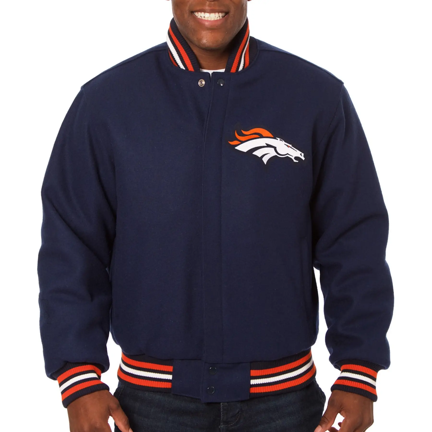 Denver Broncos Navy Wool Varsity Jacket