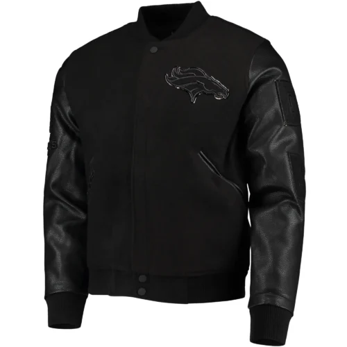 Denver Broncos Wool & Leather Black Varsity Jacket
