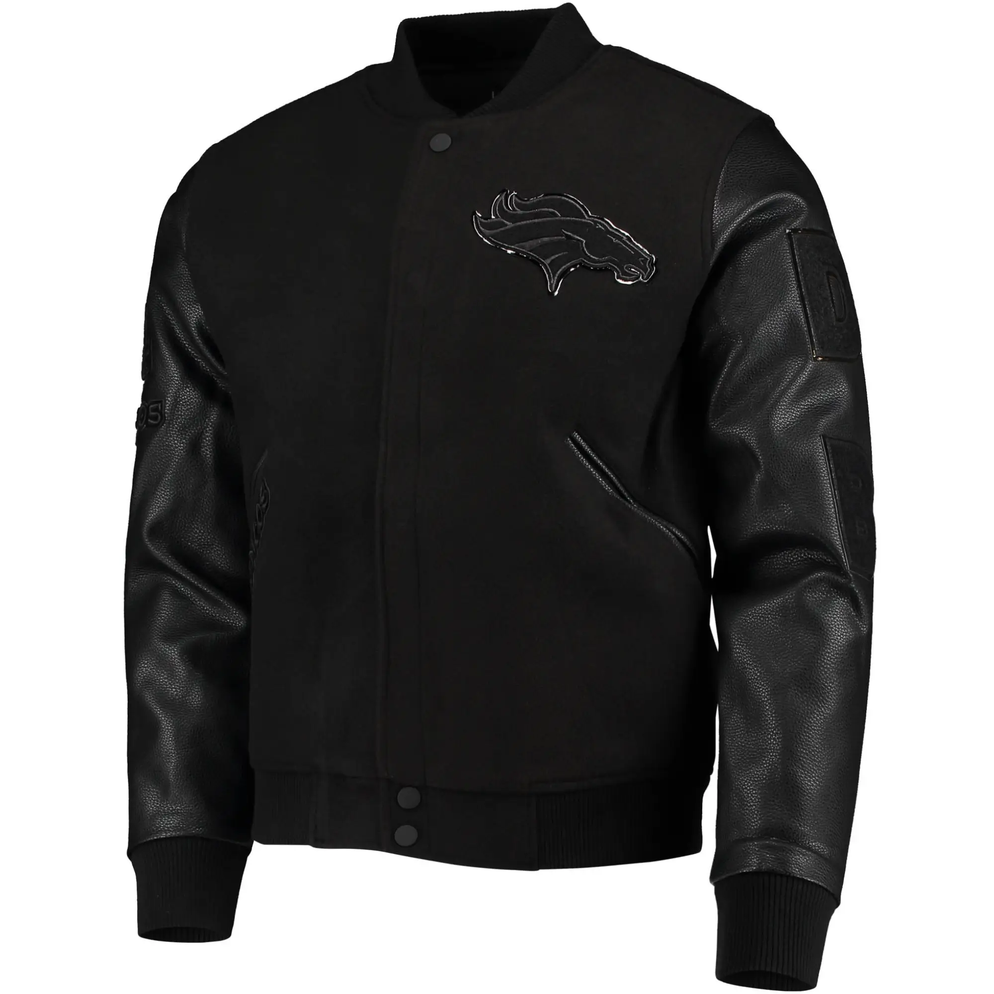 Denver Broncos Wool & Leather Black Varsity Jacket