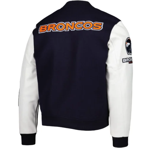 Denver Broncos Wool & Leather Varsity Jacket Navy & White