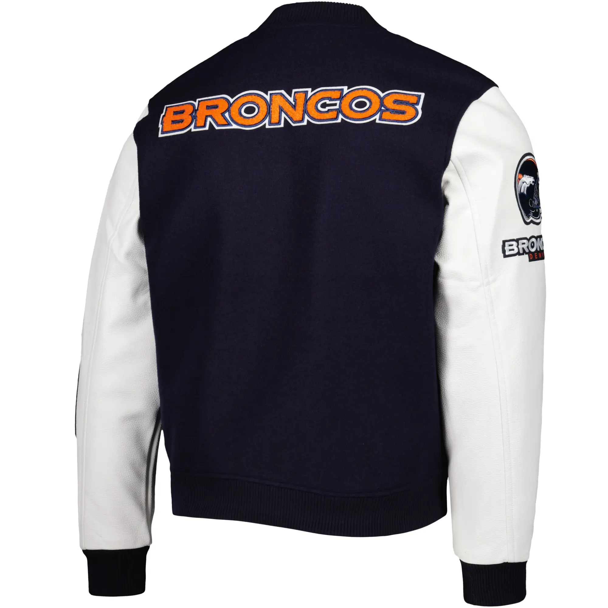 Denver Broncos Wool & Leather Varsity Jacket Navy & White