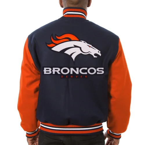 Denver Broncos Wool Varsity Jacket Navy & Orange