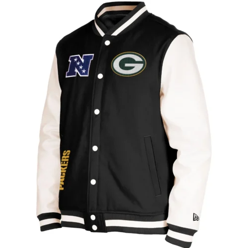 Green Bay Packers Classic Rib Wool & Leather Varsity Jacket