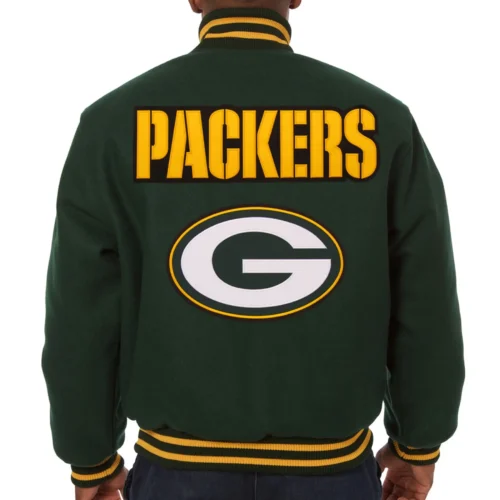 Green Bay Packers Classic Rib Wool Varsity Green Jacket