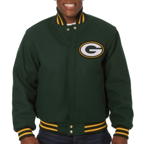 Green Bay Packers Classic Rib Wool Varsity Green Jacket