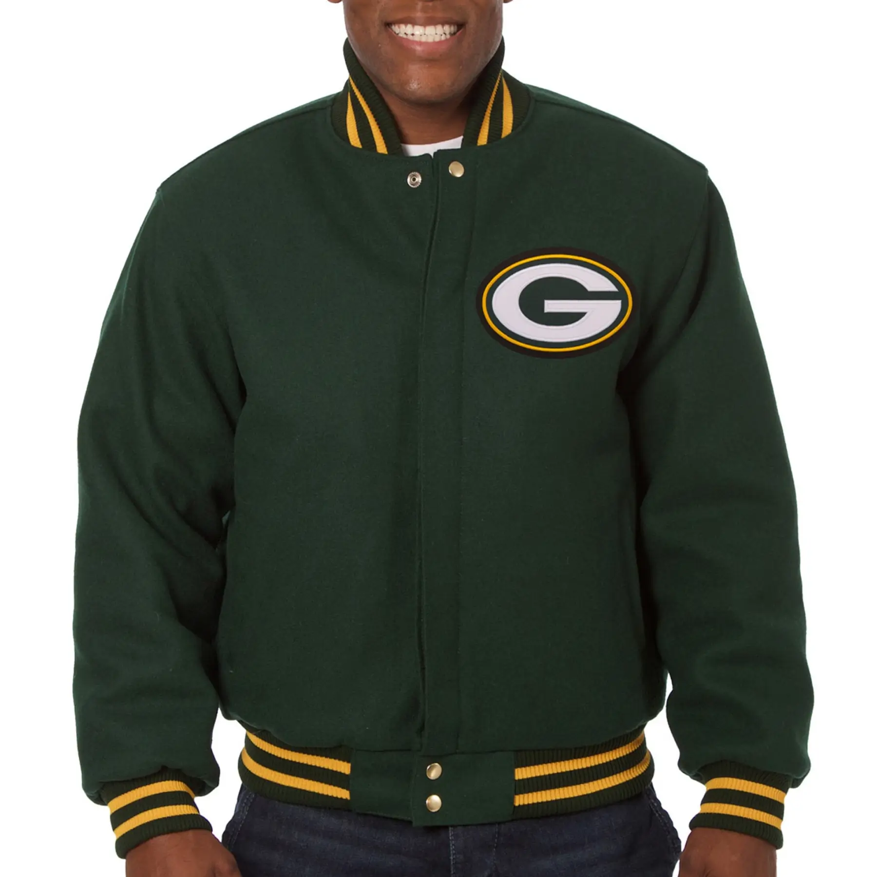 Green Bay Packers Classic Rib Wool Varsity Green Jacket
