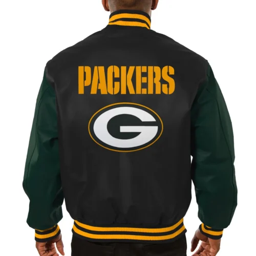 Green Bay Packers Leather Varsity Jacket Black & Green