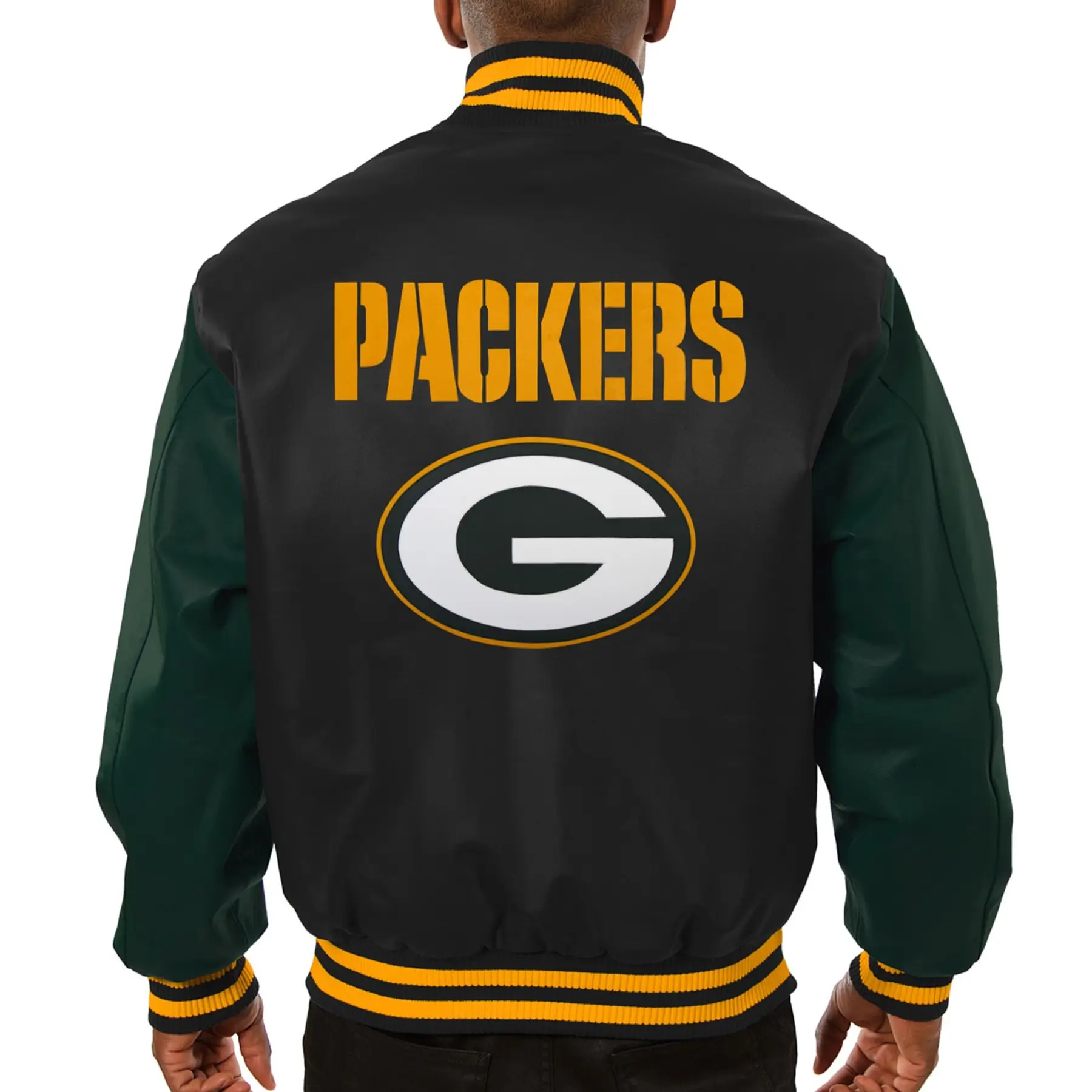 Green Bay Packers Leather Varsity Jacket Black & Green