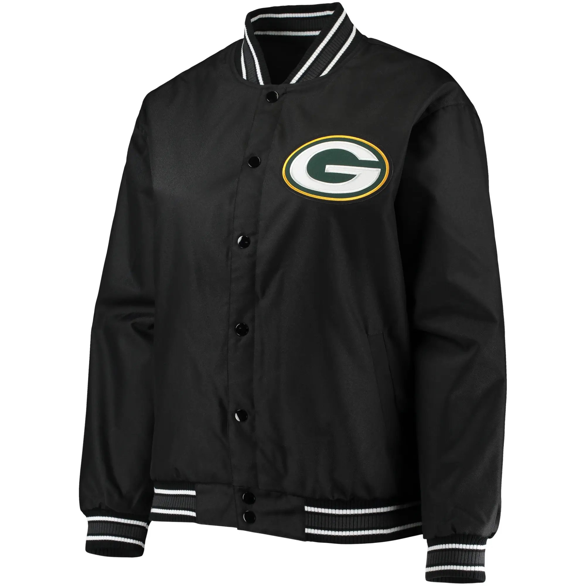 Green Bay Packers Satin Black Varsity Jacket