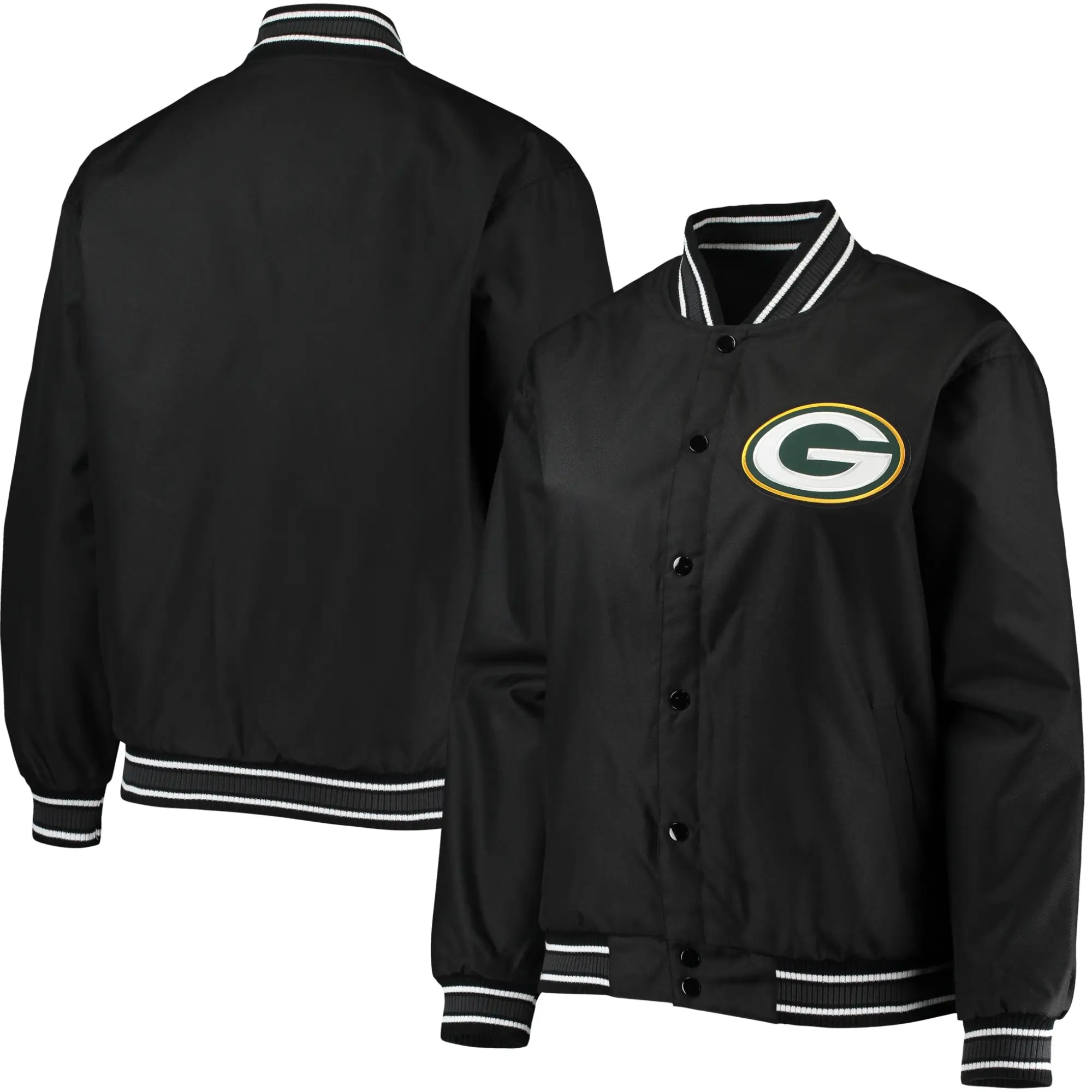 Green Bay Packers Satin Black Varsity Jacket