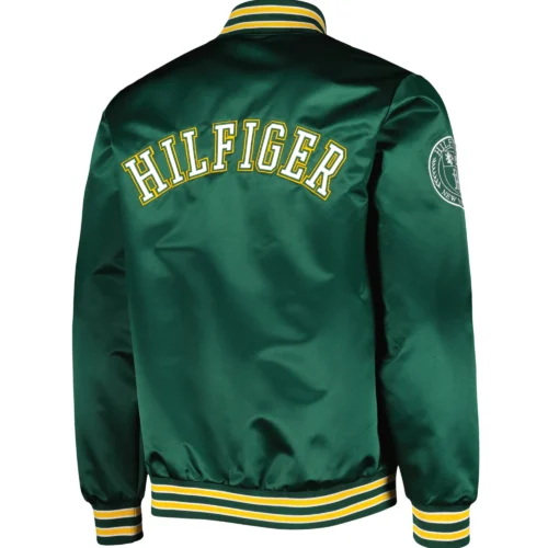 Green Bay Packers Tommy Hilfiger Satin Varsity Jacket Green