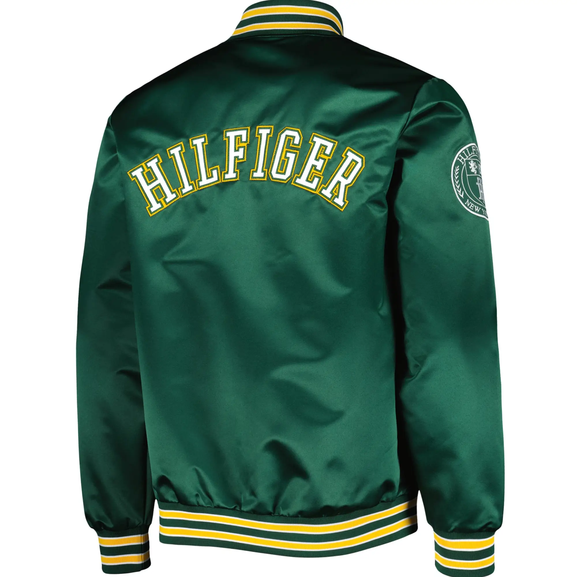 Green Bay Packers Tommy Hilfiger Satin Varsity Jacket Green
