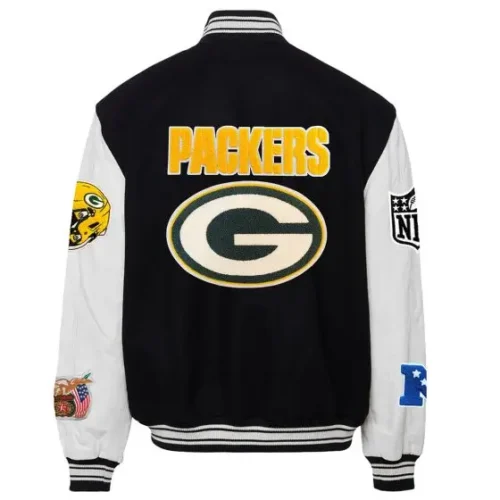 Green Bay Packers Wool & Leather Varsity Jacket