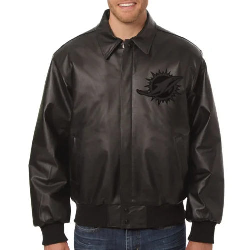 Miami Dolphins Football Team Players Leather Varsity Jacket