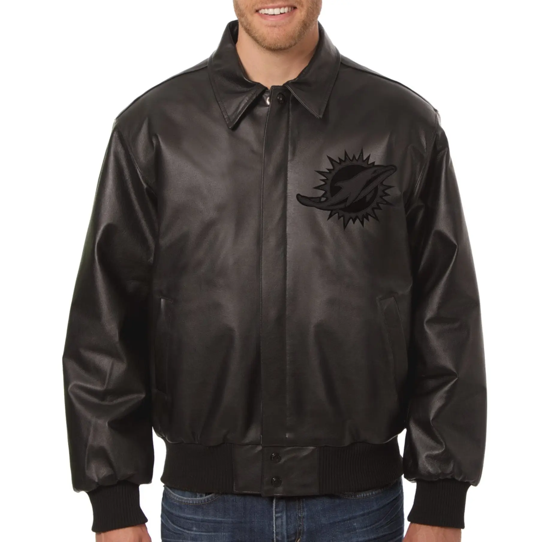 Miami Dolphins Football Team Players Leather Varsity Jacket