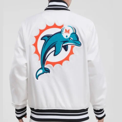 Miami Dolphins Retro Classic Rib Satin Varsity Jacket