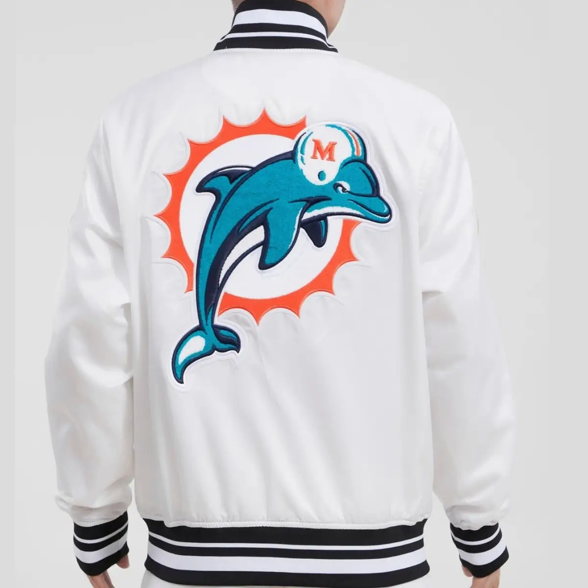 Miami Dolphins Retro Classic Rib Satin Varsity Jacket