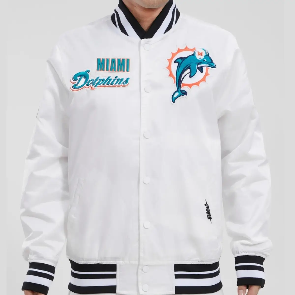 Miami Dolphins Retro Classic Rib Satin Varsity Jacket