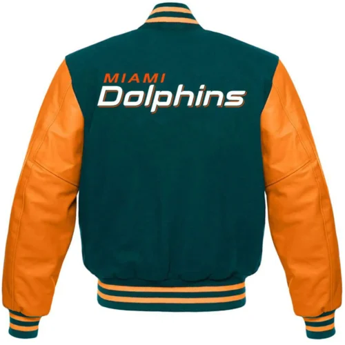 Miami Dolphins Wool & Leather Varsity Green & Orange