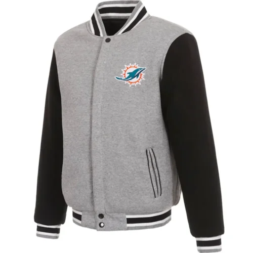 Miami Dolphins Wool Varsity Jacket Gray & Black