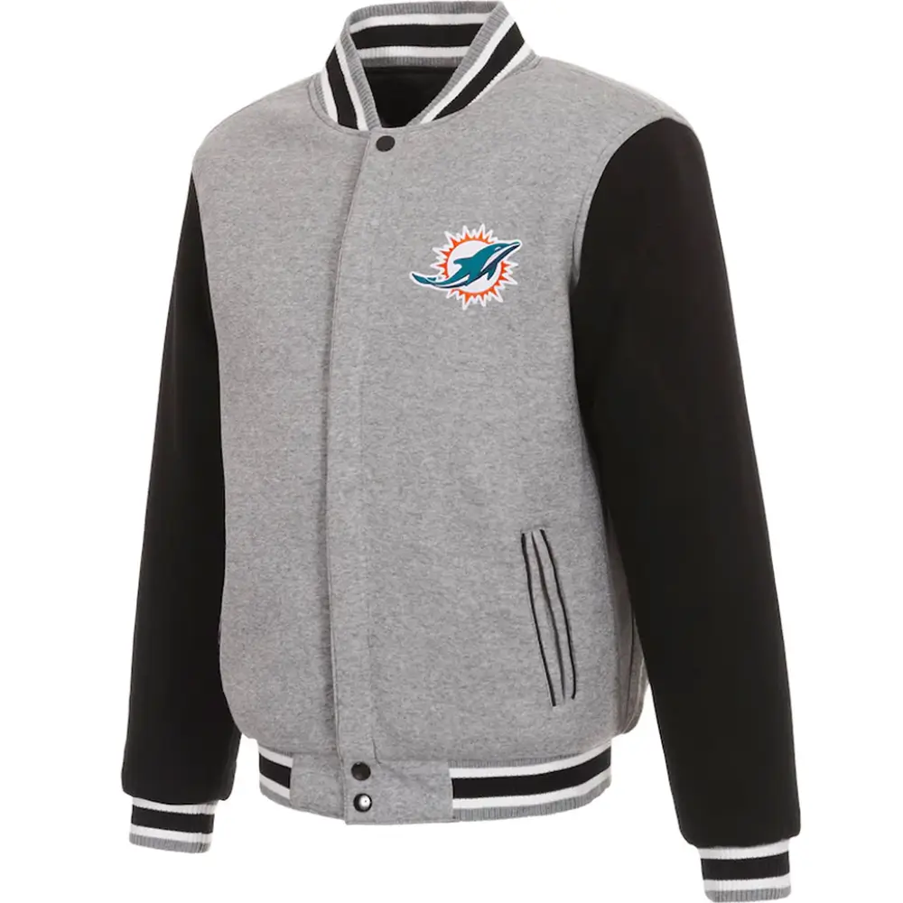 Miami Dolphins Wool Varsity Jacket Gray & Black