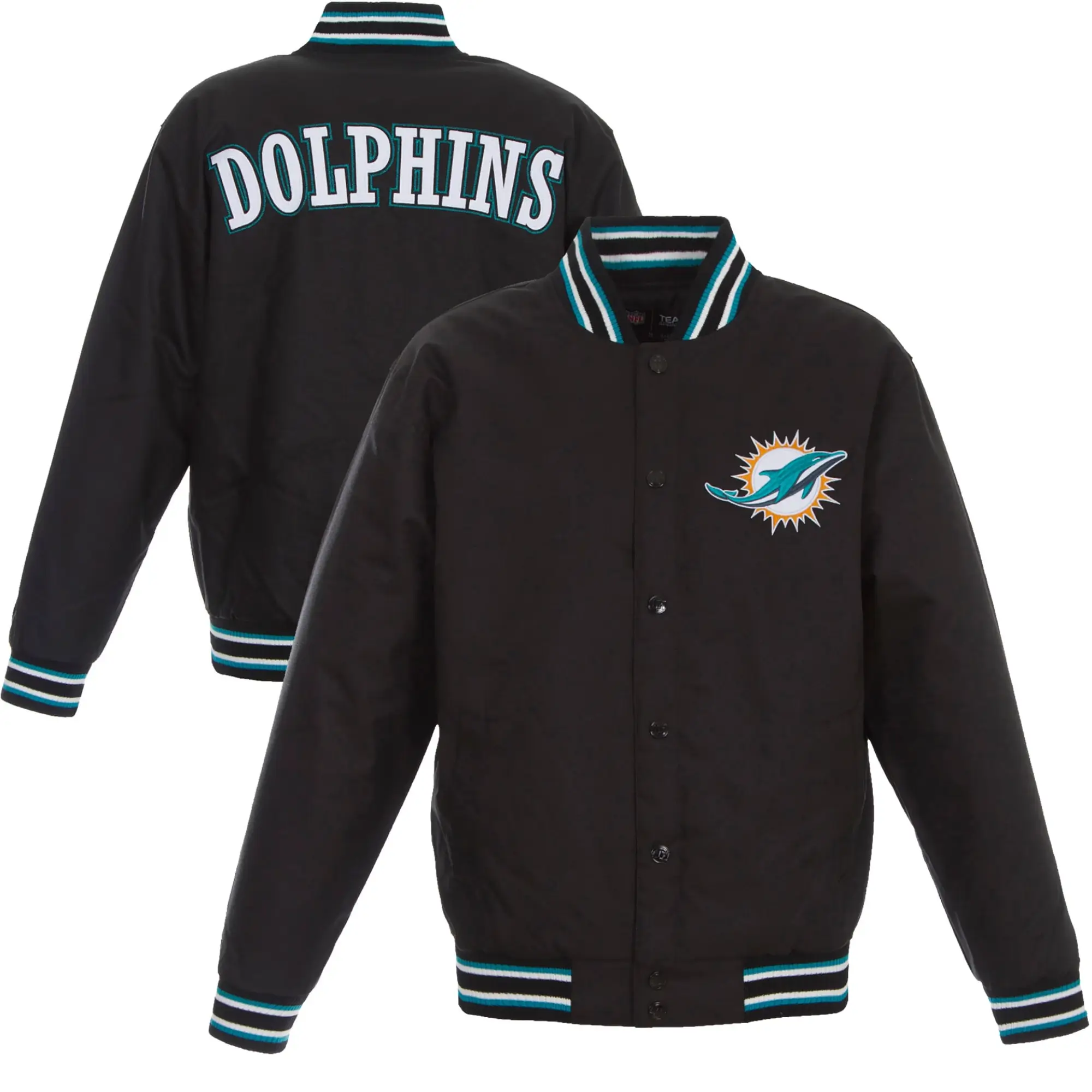 Miami Dolphins football Team Players Satin Black Varsity Jacket
