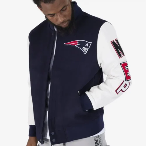 New England Patriots Football Players Wool & Leather Varsity Jacket