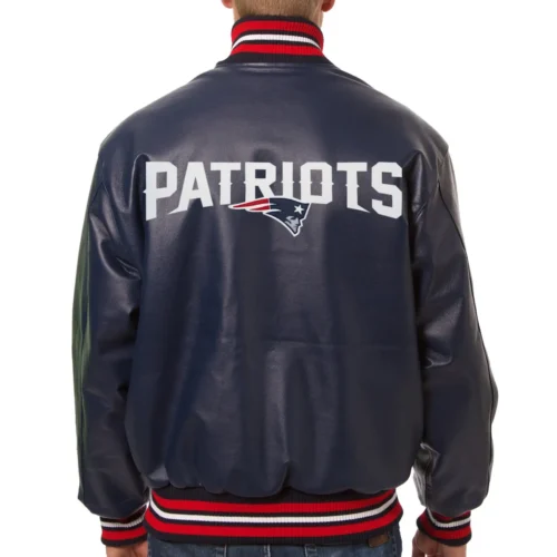 New England Patriots Leather Varsity Navy Jacket