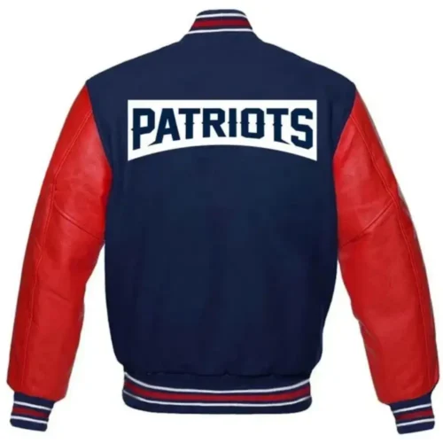 New England Patriots Wool & Leather Varsity Jacket Blue & Red
