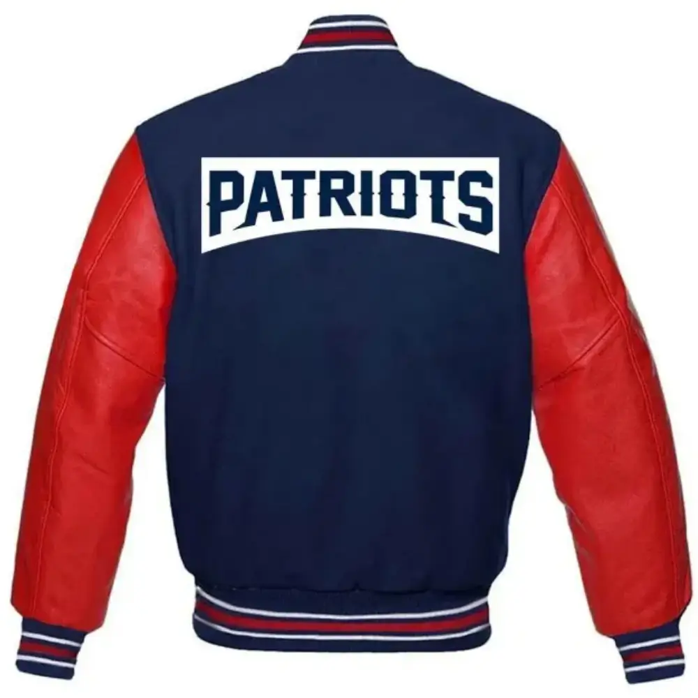 New England Patriots Wool & Leather Varsity Jacket Blue & Red