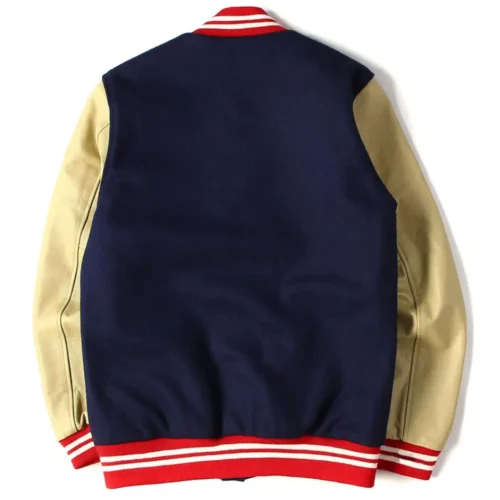 New England Patriots Wool & Leather Varsity Jacket Navy & Golden